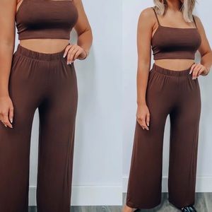 NWT Brown Set Top & Pants